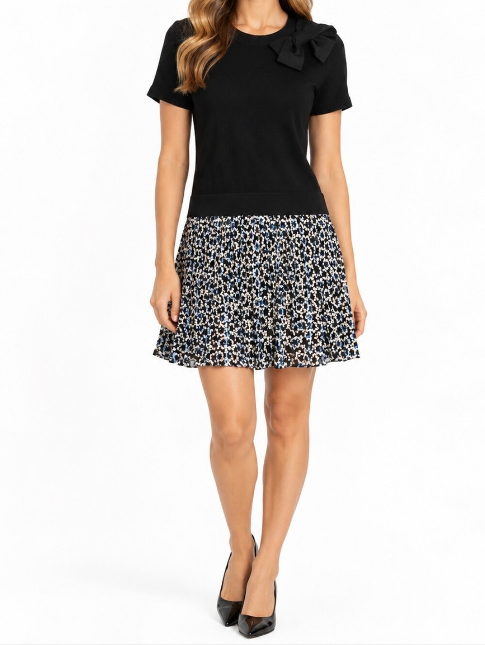 Kate Spade New York Hollyhock Black Floral Pleated Mini Dress Size Small Party
